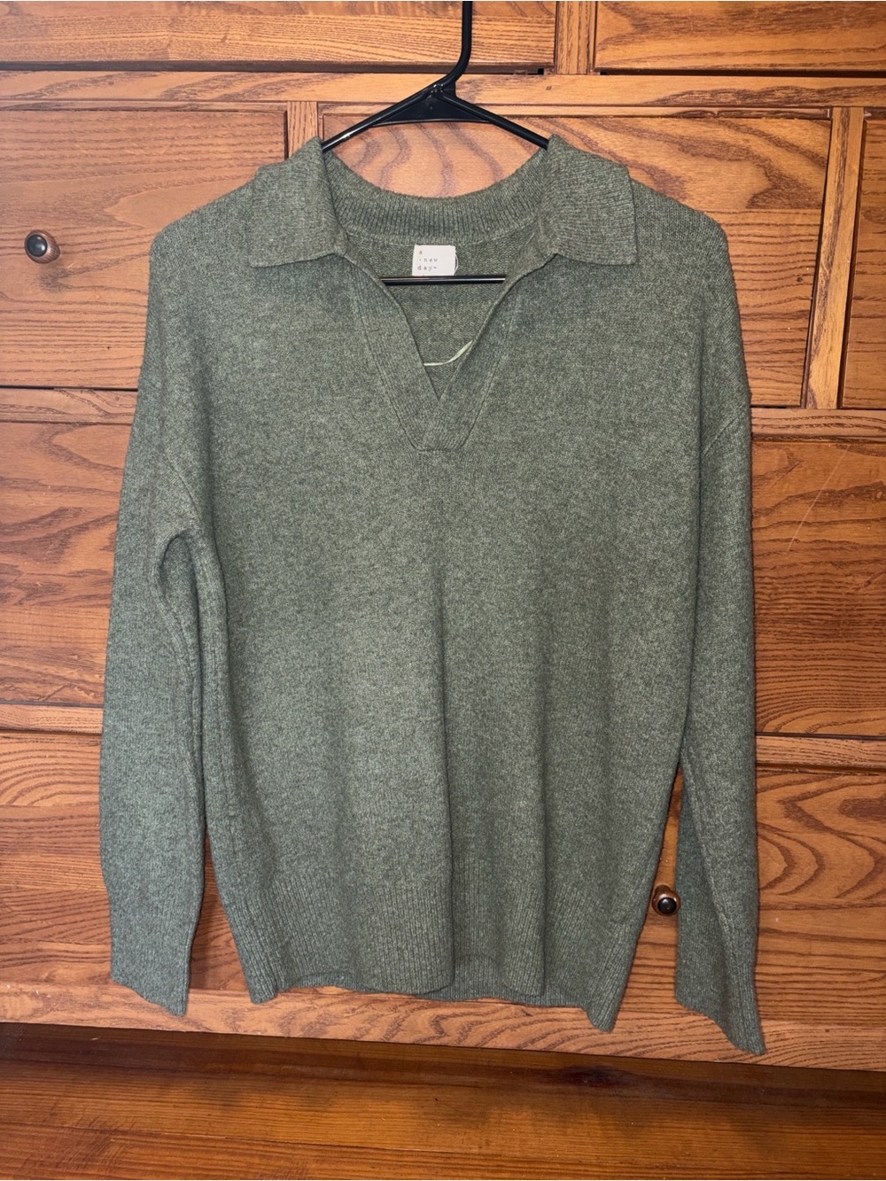 a new day Green V-Neck Collared Sweater